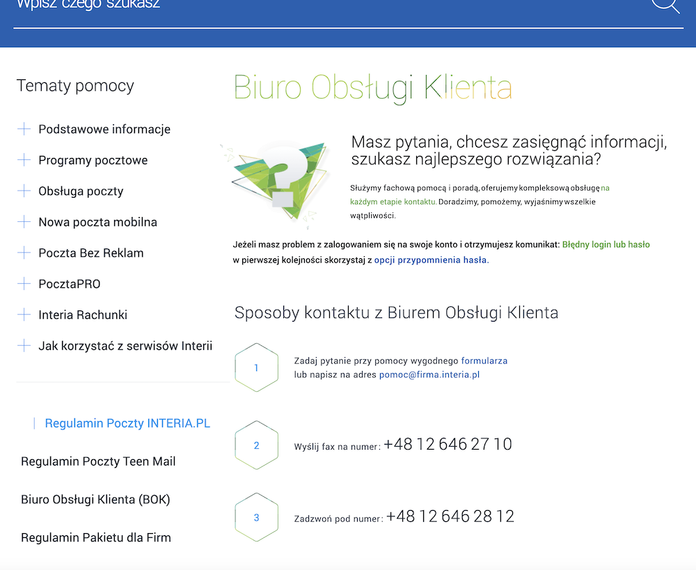 BOK na stronie poczty interia 