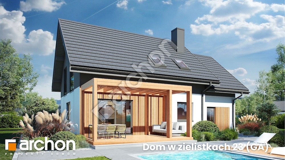 dom z ogrodem w zielistkach - projekt dom z ogrodem i basenem w zielistkach