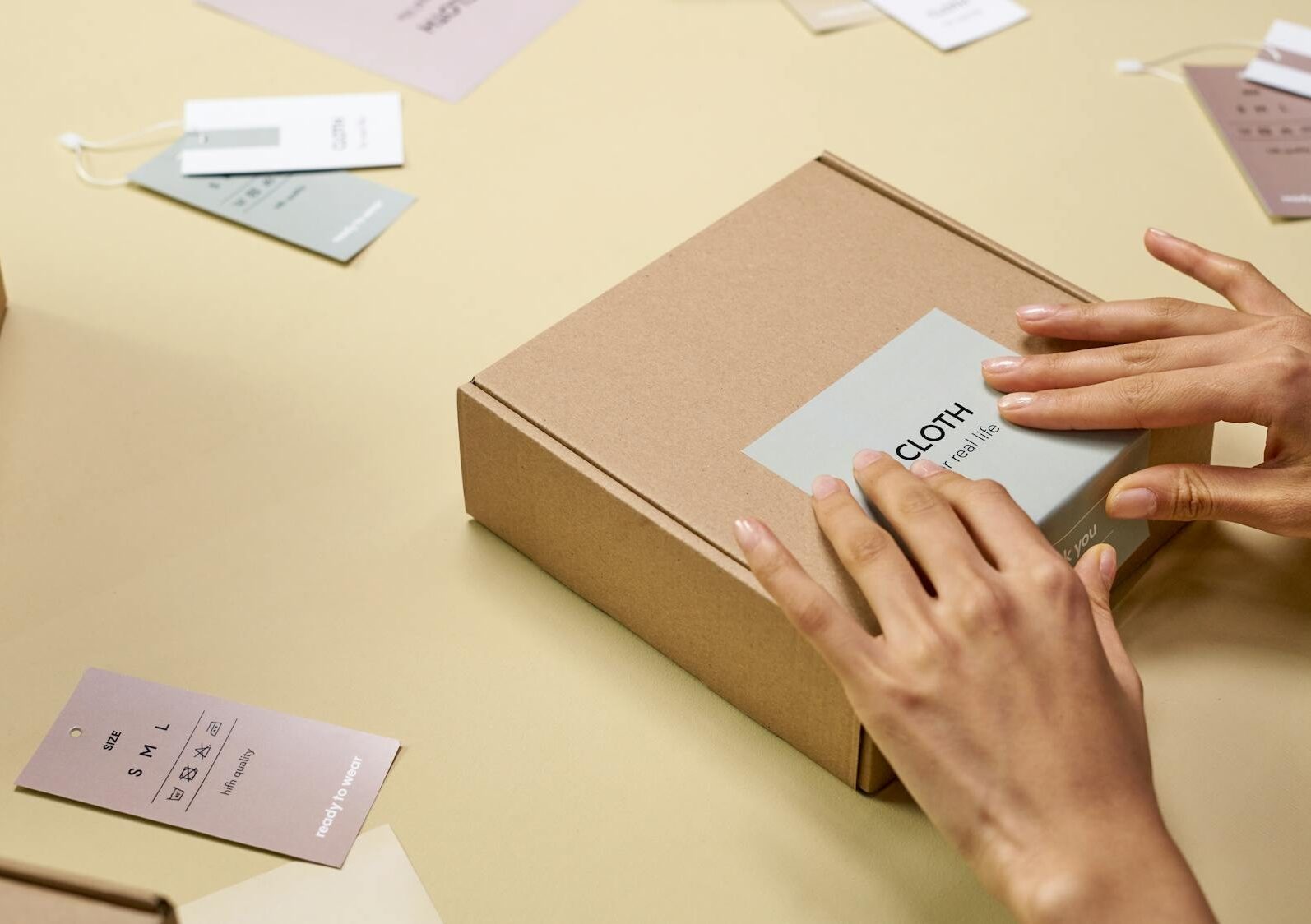 naklejanie etykiet na pudełka