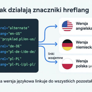 schemat działania znaczników hreflang dla różnych wersji językowych strony