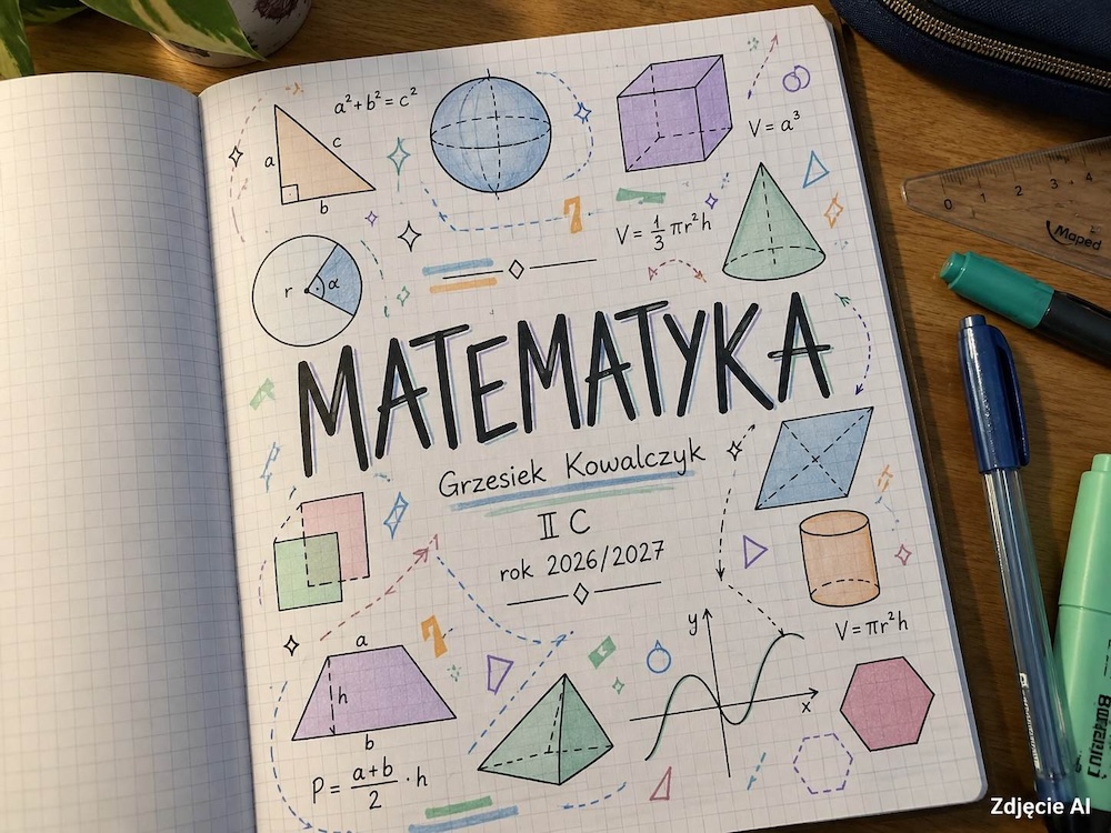 pierwsza strona zeszytu z figurami pierwsza strona zeszytu z figurami geometrycznymi