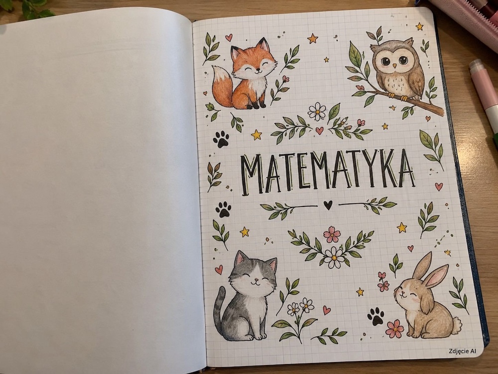 tytułowa strona w zeszycie ze zwierzętami zwierzątka narysowane w zeszycie