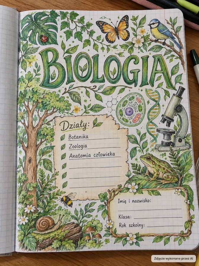 zeszyt do biologii - pierwsza strona pierwsza strona zeszytu do biologii