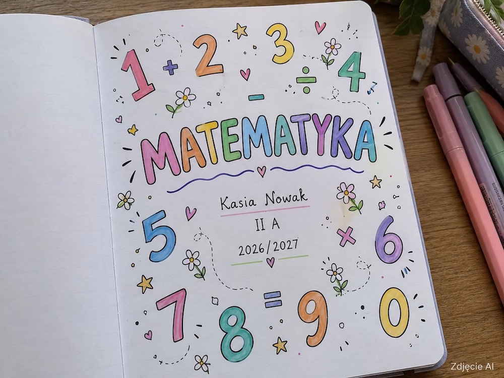 pierwsza strona zeszytu do matematyki z liczbami pierwsza strona zeszytu do matematyki z cyferkami