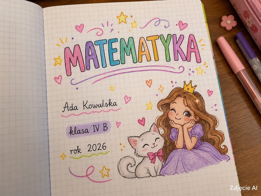 pierwsza strona zeszytu do matematyki bajkowa pierwsza strona zeszytu do matematyki - motyw bajki