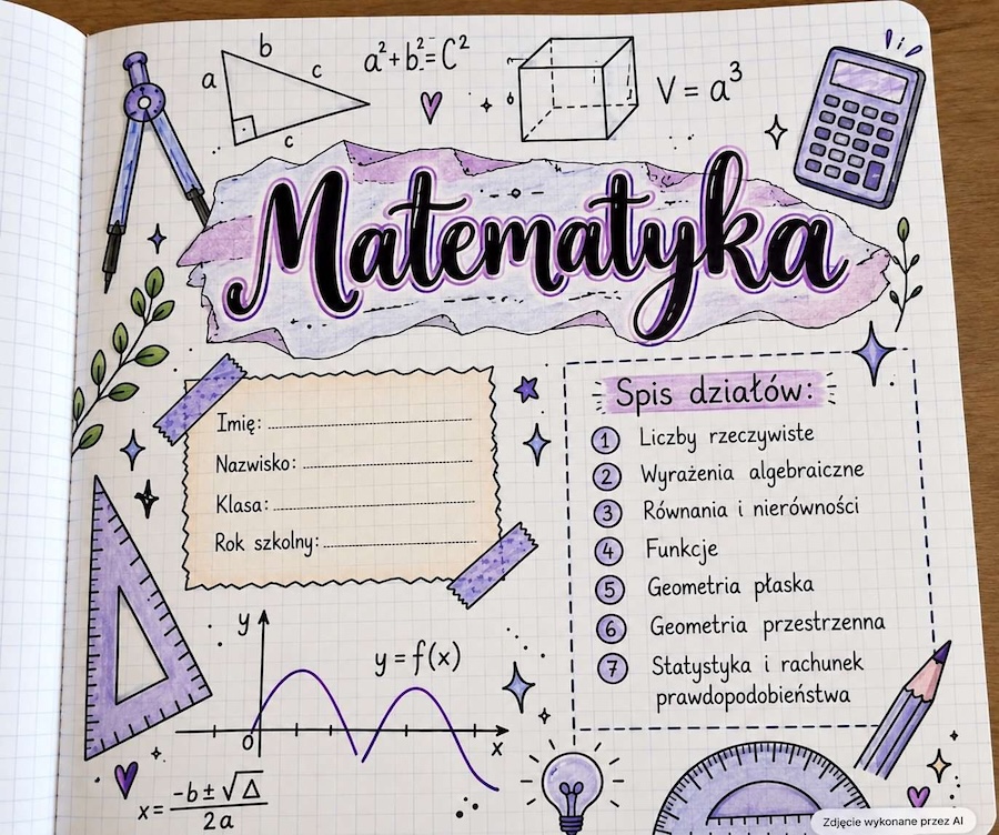 pierwsza strona zeszytu od matematyki pierwsza strona zeszytu do matematyki