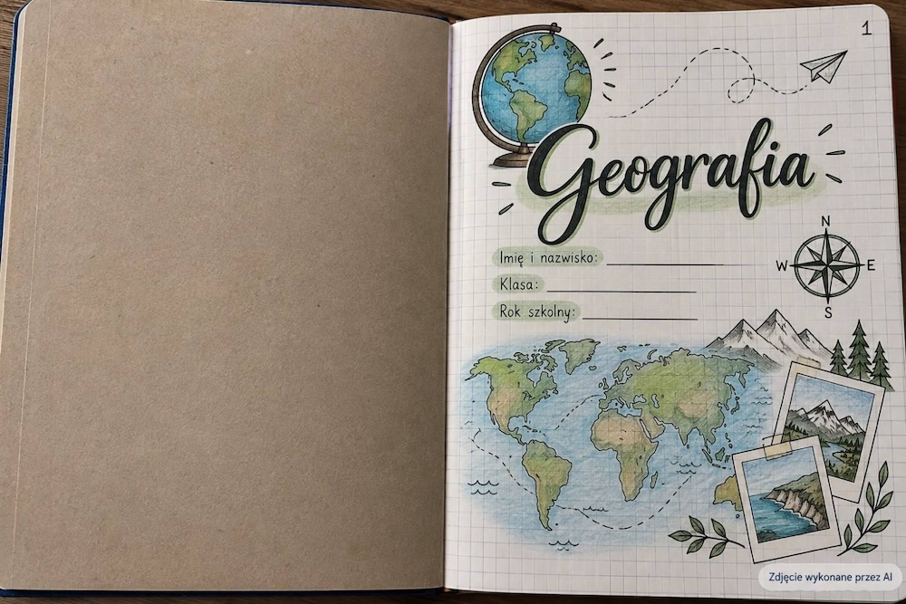 pierwsza strona zeszytu do lekcji geografii pierwsza strona w zeszycie do geografii